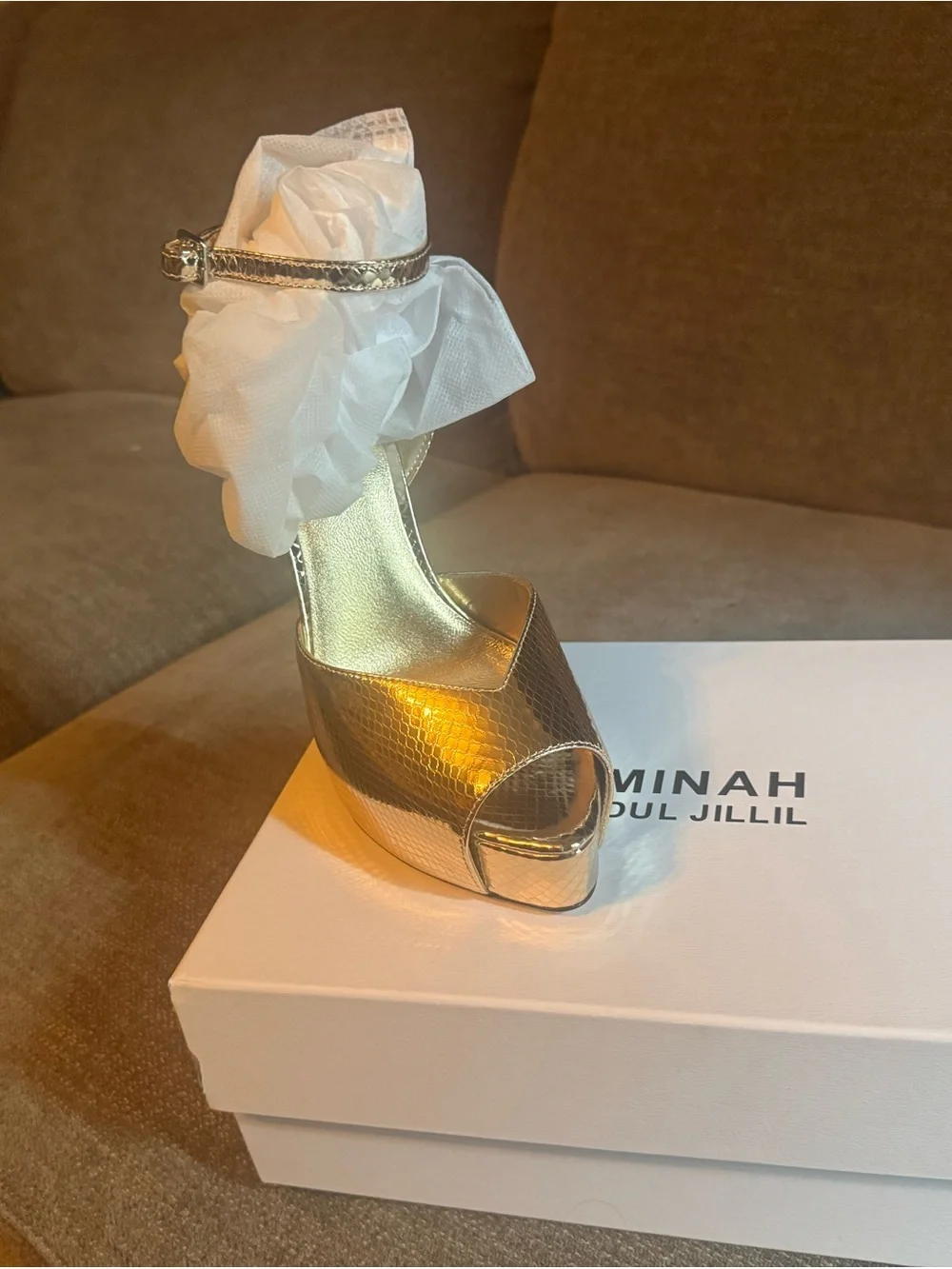 Gold High Heel Platform Sandals